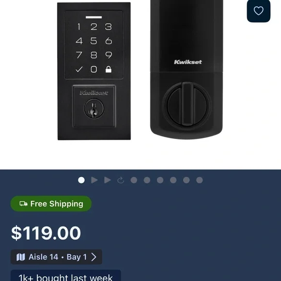 Kwikset SmartCode 270 Electronic Lock - Black - Picture 2 of 8